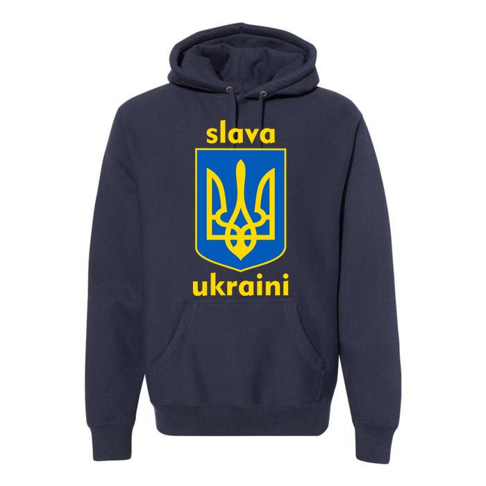 Slava Ukraini Glory To Ukraine Trident Stand Support Premium Hoodie