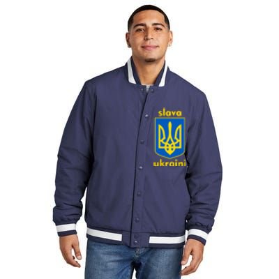 Slava Ukraini Glory To Ukraine Trident Stand Support Insulated Varsity Jacket