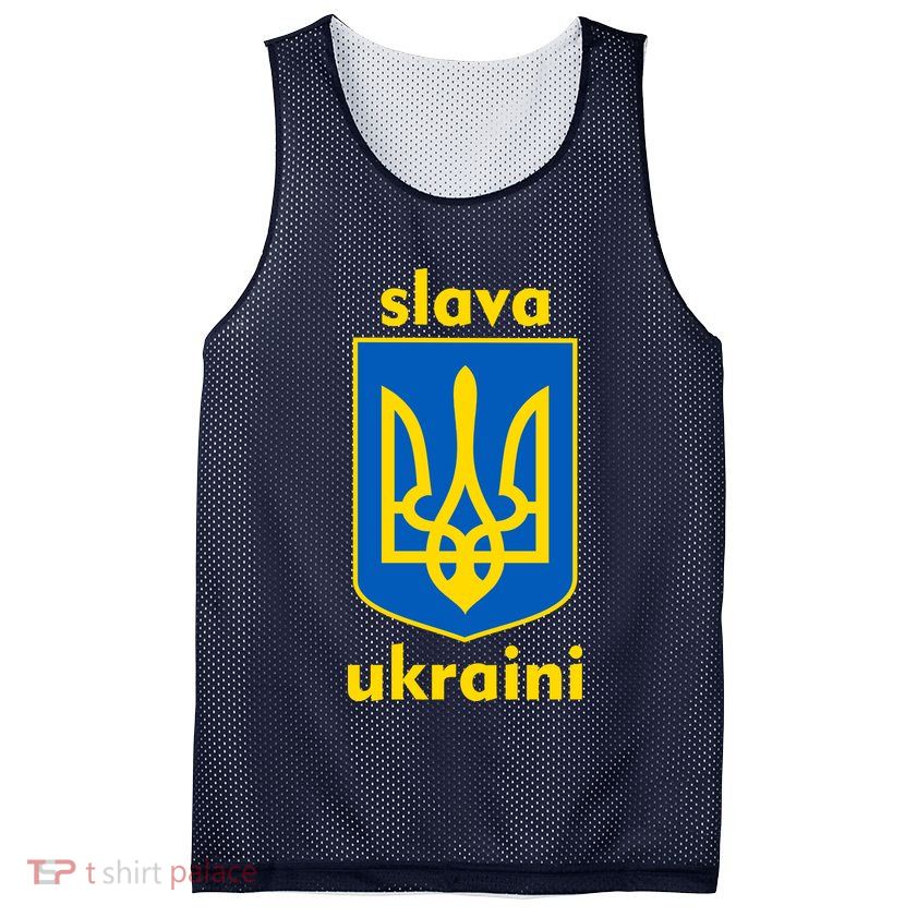 Slava Ukraini Glory To Ukraine Trident Stand Support Mesh Reversible Basketball Jersey Tank