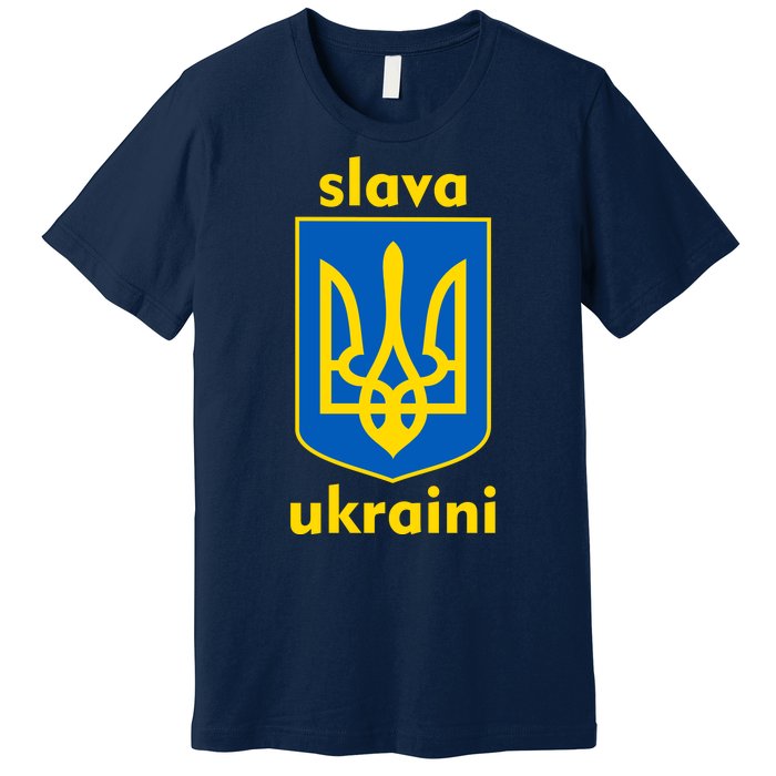 Slava Ukraini Glory To Ukraine Trident Stand Support Premium T-Shirt