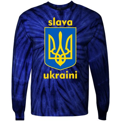 Slava Ukraini Glory To Ukraine Trident Stand Support Tie-Dye Long Sleeve Shirt