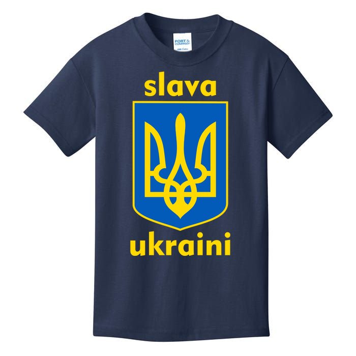 Slava Ukraini Glory To Ukraine Trident Stand Support Kids T-Shirt