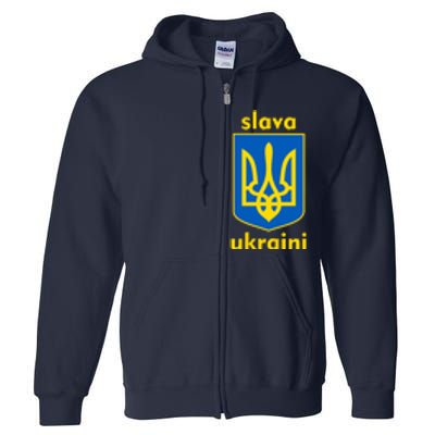 Slava Ukraini Glory To Ukraine Trident Stand Support Full Zip Hoodie