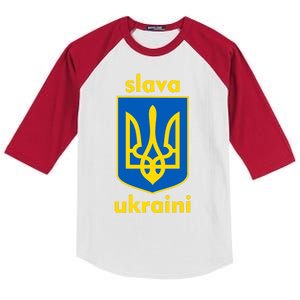 Slava Ukraini Glory To Ukraine Trident Stand Support Kids Colorblock Raglan Jersey