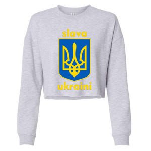 Slava Ukraini Glory To Ukraine Trident Stand Support Cropped Pullover Crew