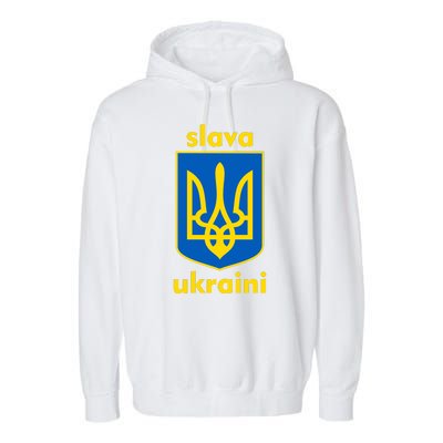 Slava Ukraini Glory To Ukraine Trident Stand Support Garment-Dyed Fleece Hoodie