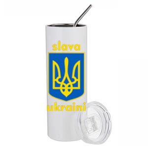 Slava Ukraini Glory To Ukraine Trident Stand Support Stainless Steel Tumbler