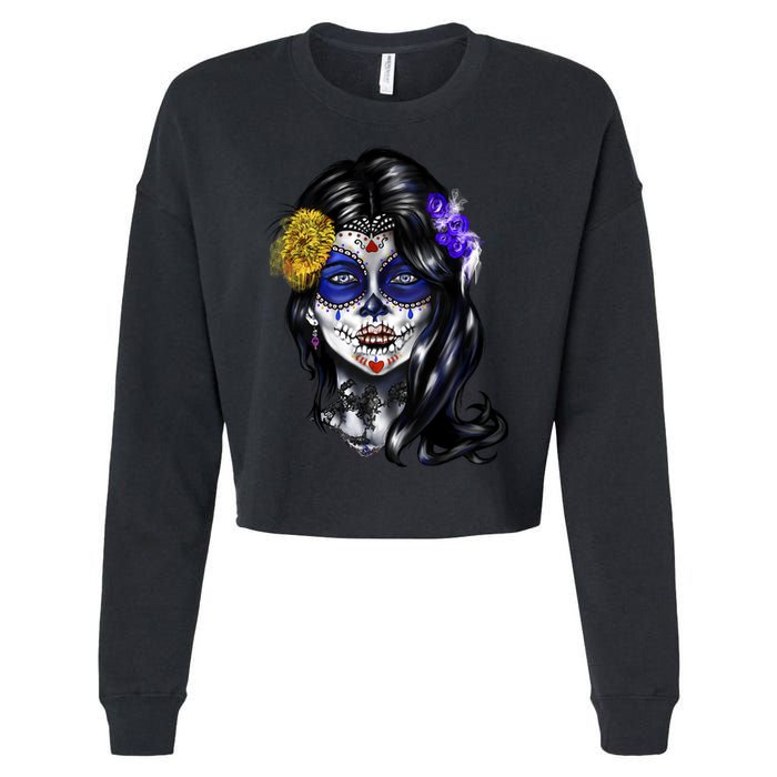 Sugar Face Front Cropped Pullover Crew