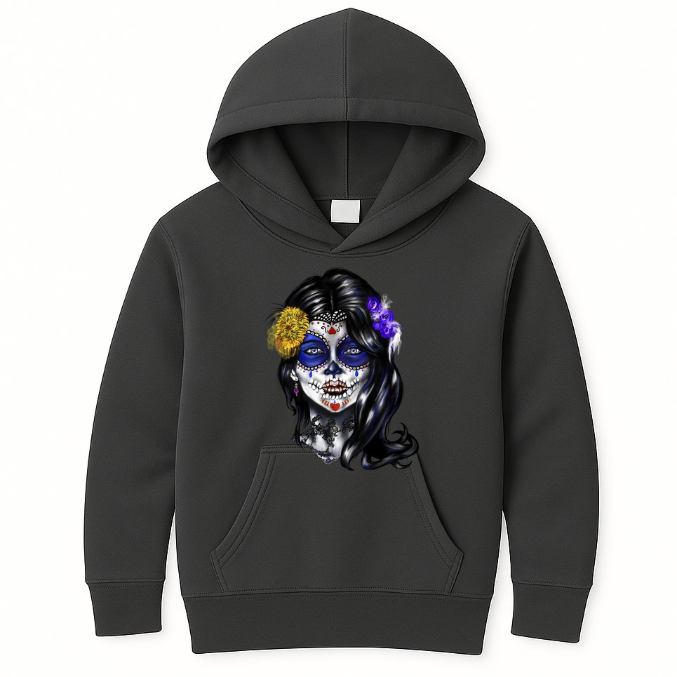Sugar Face Front Kids Hoodie