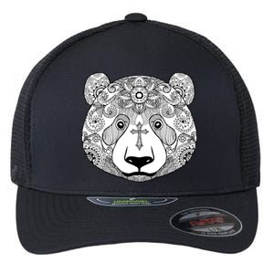 Sugar Flower Grey Style Panda Bear Flexfit Unipanel Trucker Cap