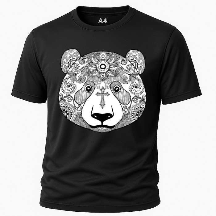 Sugar Flower Grey Style Panda Bear Cooling Performance Crew T-Shirt