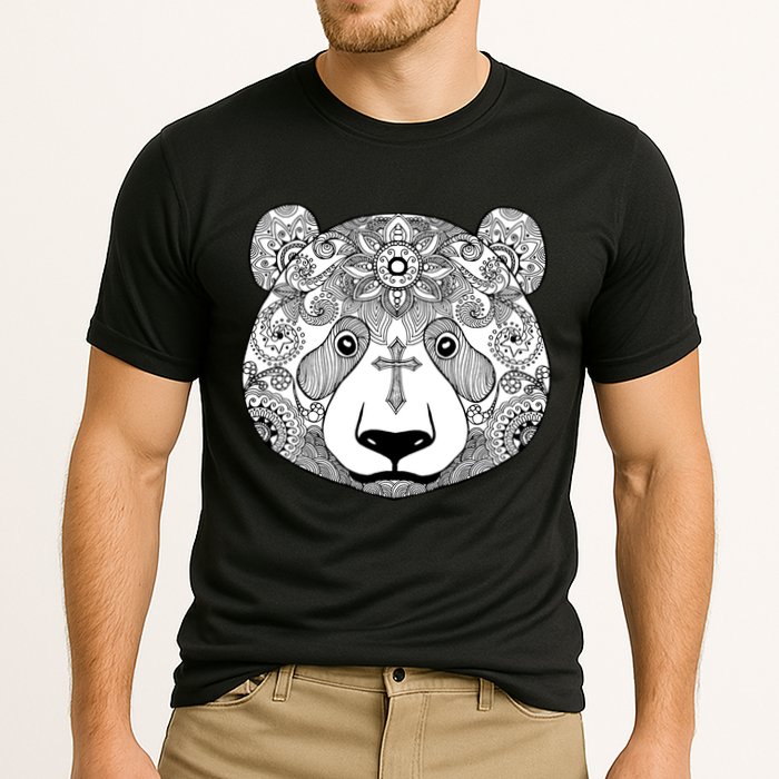 Sugar Flower Grey Style Panda Bear Cooling Performance Crew T-Shirt