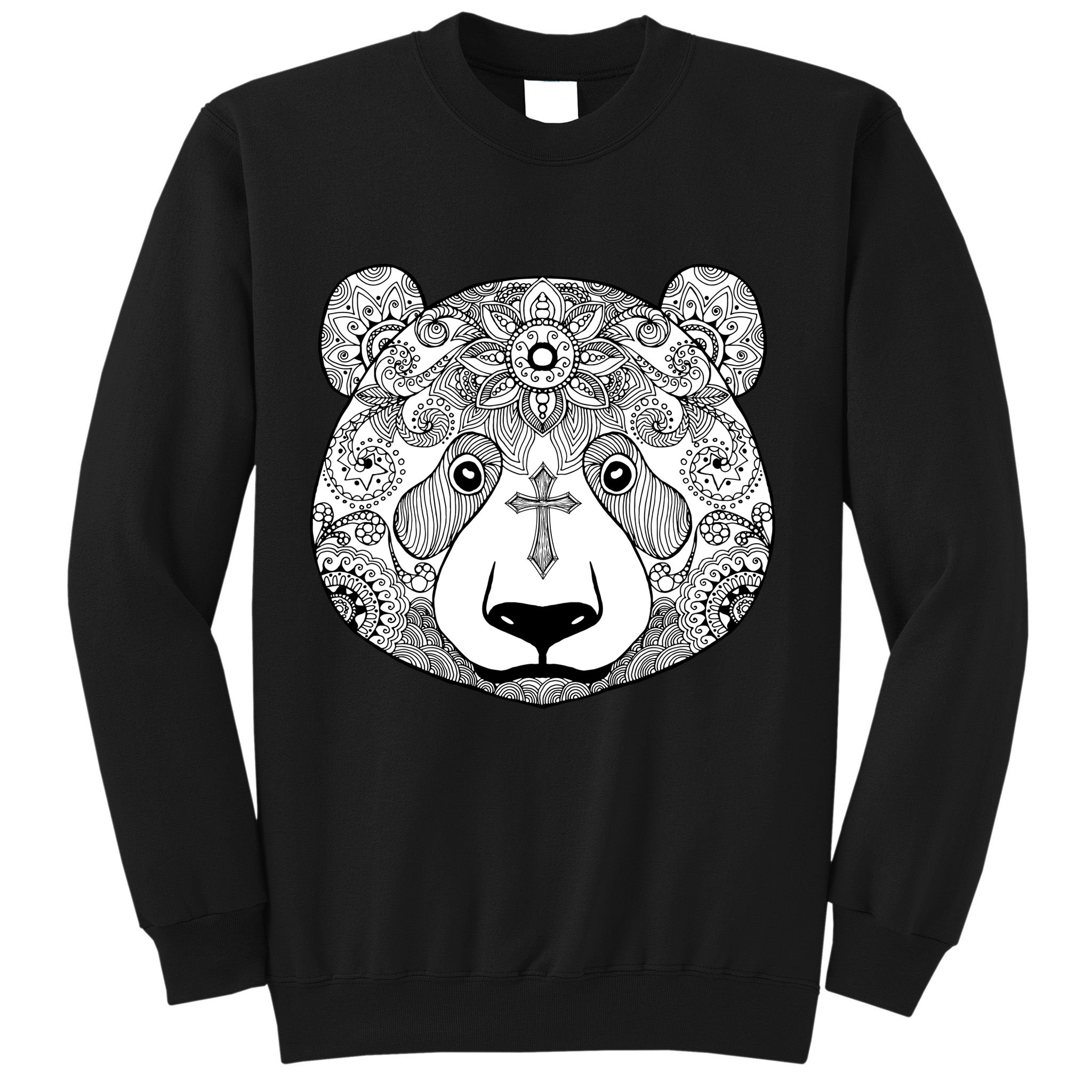 Sugar Flower Grey Style Panda Bear Sweatshirt