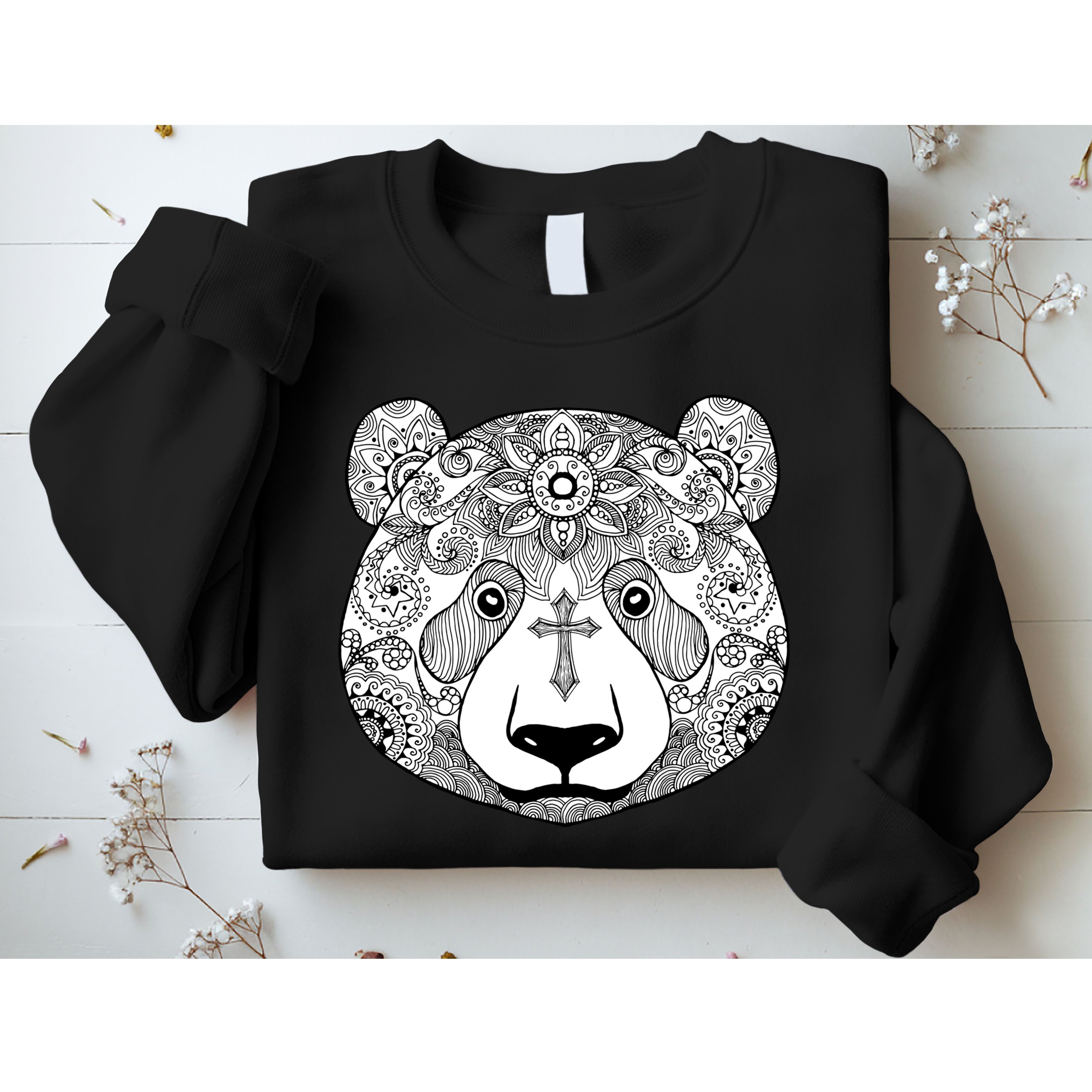 Sugar Flower Grey Style Panda Bear Sweatshirt