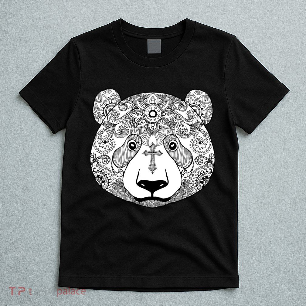 Sugar Flower Grey Style Panda Bear T-Shirt