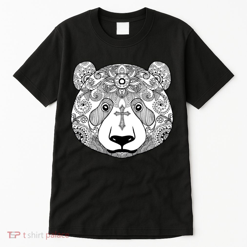 Sugar Flower Grey Style Panda Bear Tall T-Shirt