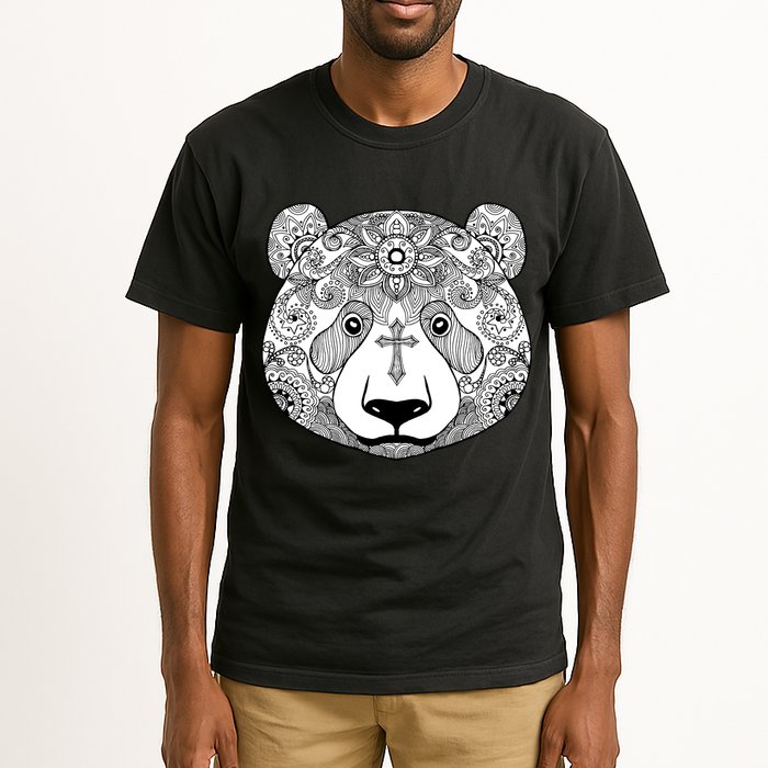 Sugar Flower Grey Style Panda Bear Tall T-Shirt