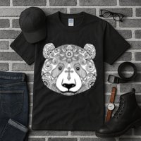 Sugar Flower Grey Style Panda Bear Tall T-Shirt