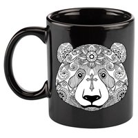 Sugar Flower Grey Style Panda Bear 11oz C Handle Ceramic Mug
