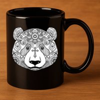 Sugar Flower Grey Style Panda Bear 11oz C Handle Ceramic Mug