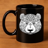 Sugar Flower Grey Style Panda Bear 11oz C Handle Ceramic Mug