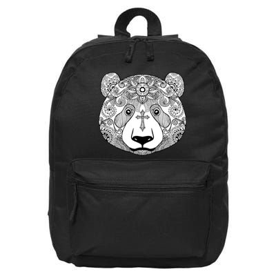 Sugar Flower Grey Style Panda Bear 16 in Basic Backpack