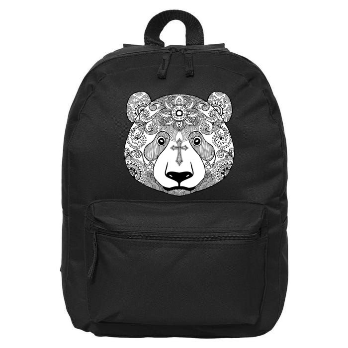 Sugar Flower Grey Style Panda Bear 16 in Basic Backpack