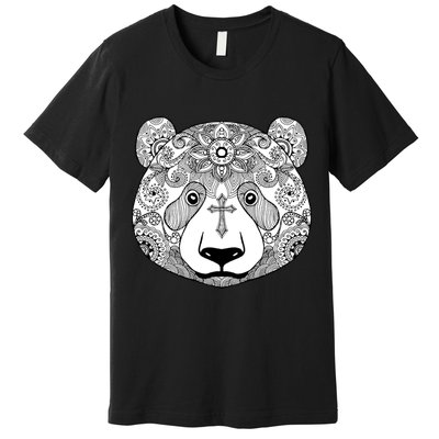 Sugar Flower Grey Style Panda Bear Premium T-Shirt