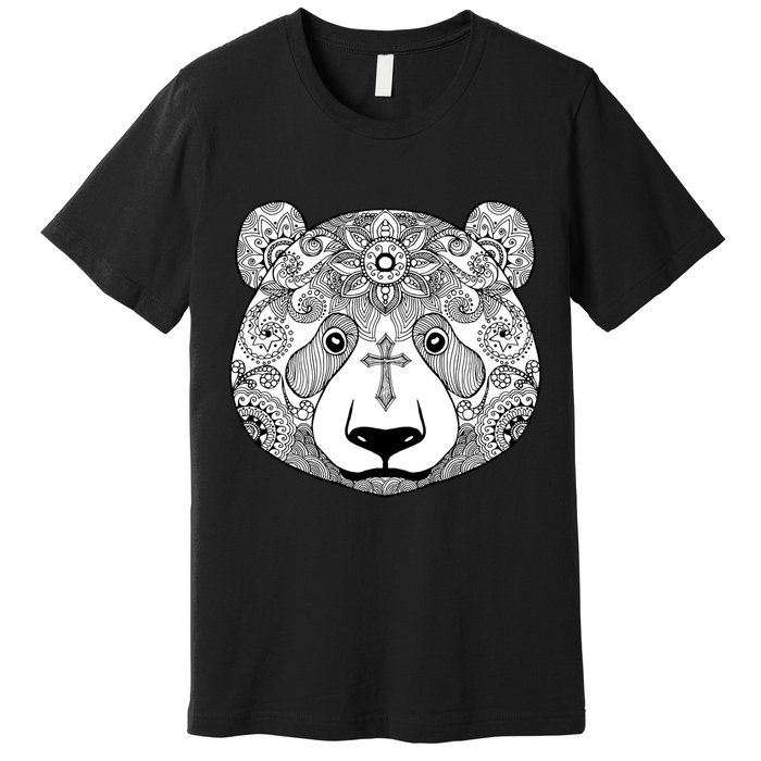 Sugar Flower Grey Style Panda Bear Premium T-Shirt