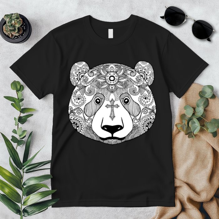 Sugar Flower Grey Style Panda Bear Premium T-Shirt