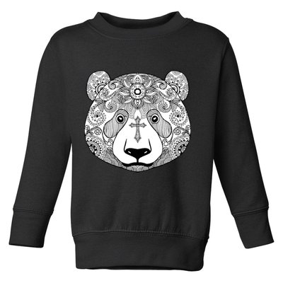 Sugar Flower Grey Style Panda Bear Toddler Sweatshirt