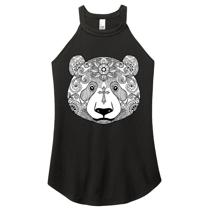Sugar Flower Grey Style Panda Bear Women's Perfect Tri Rocker Tank