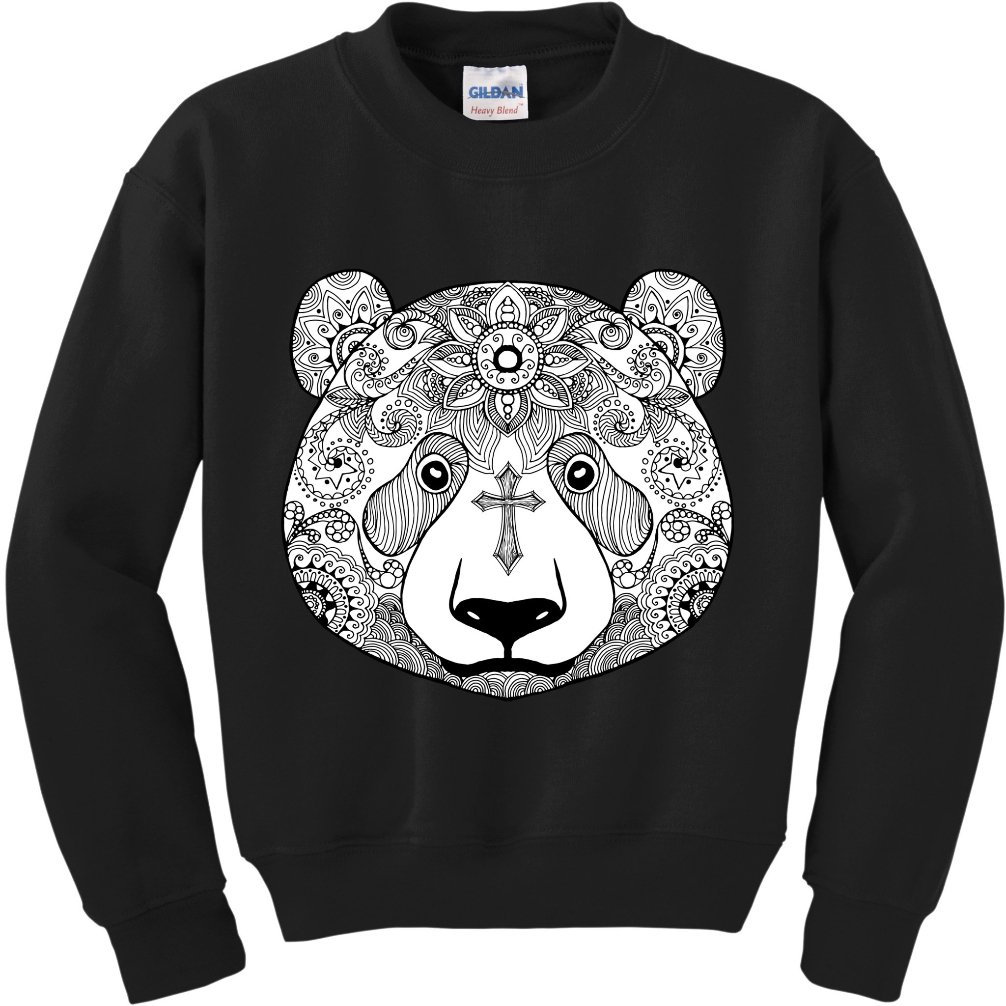 Sugar Flower Grey Style Panda Bear Kids Sweatshirt