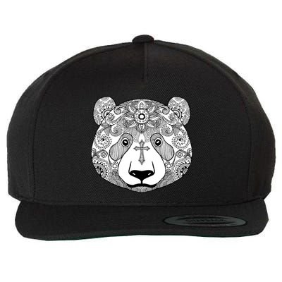 Sugar Flower Grey Style Panda Bear Wool Snapback Cap