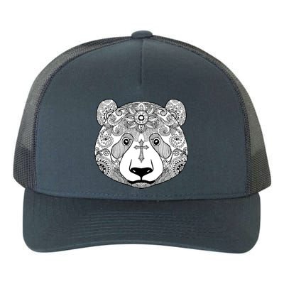 Sugar Flower Grey Style Panda Bear Yupoong Adult 5-Panel Trucker Hat