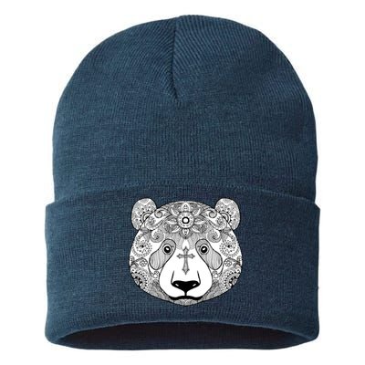 Sugar Flower Grey Style Panda Bear Sustainable Knit Beanie