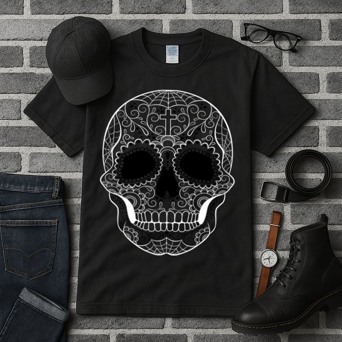 Sugar Skull Black & White Day of the Dead Tall T-Shirt