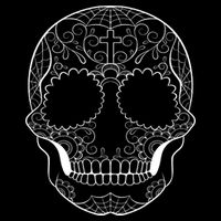 Sugar Skull Black & White Day of the Dead Flat Bill Trucker Hat