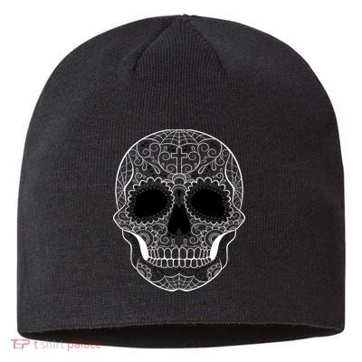 Sugar Skull Black & White Day of the Dead Sustainable Beanie