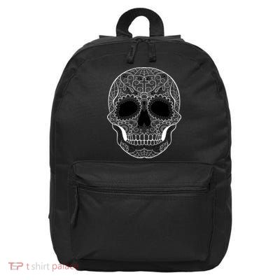 Sugar Skull Black & White Day of the Dead 16 in Basic Backpack