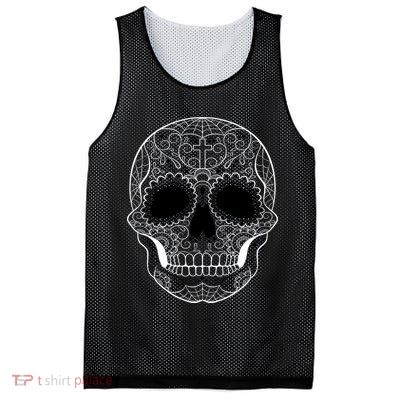 Sugar Skull Black & White Day of the Dead Mesh Reversible Basketball Jersey Tank