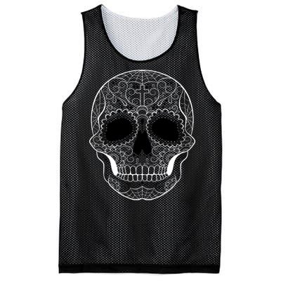 Sugar Skull Black & White Day of the Dead Mesh Reversible Basketball Jersey Tank