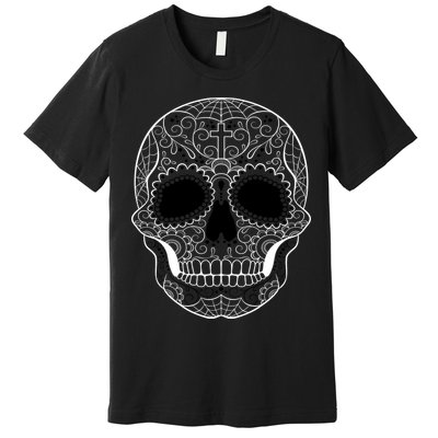 Sugar Skull Black & White Day of the Dead Premium T-Shirt