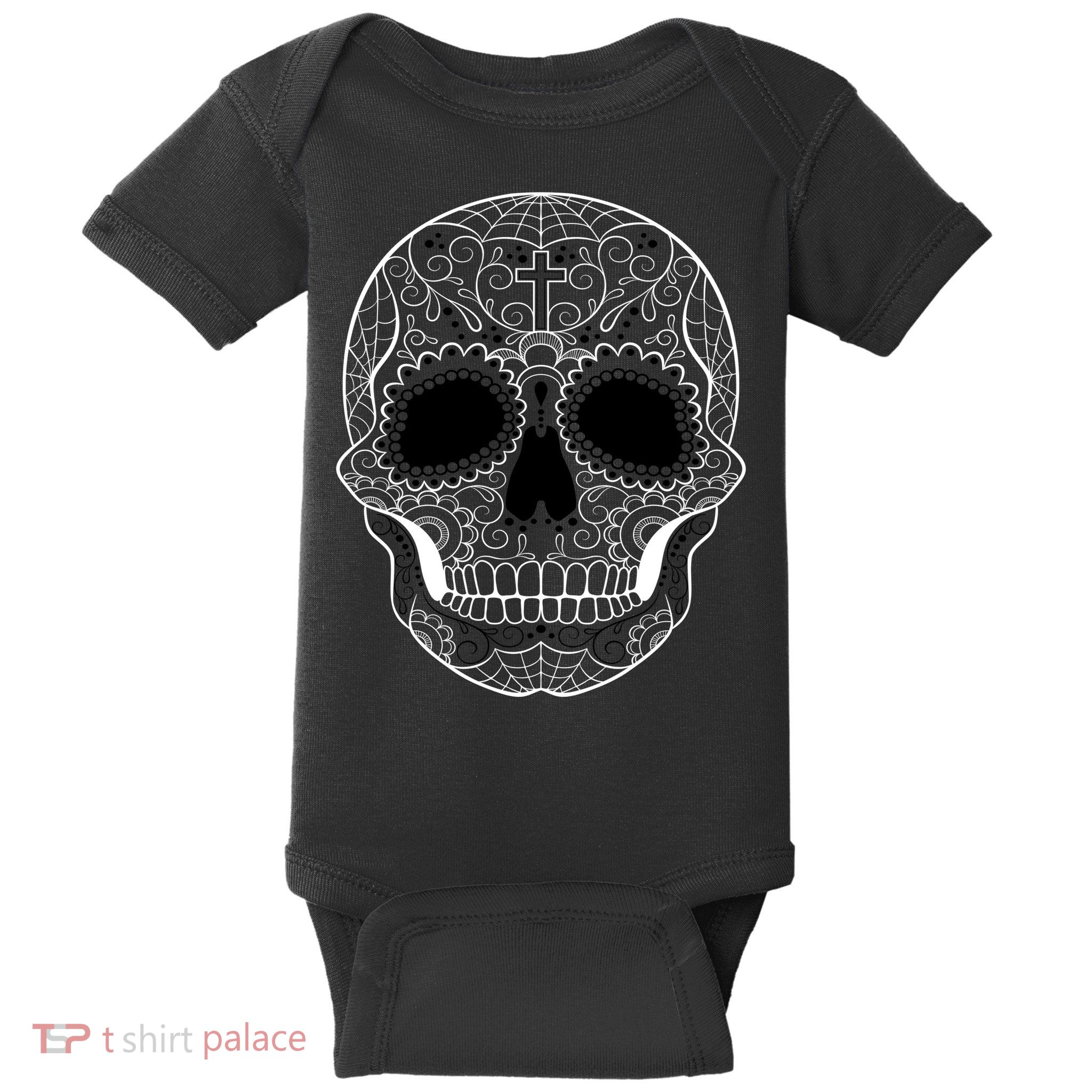 Sugar Skull Black & White Day of the Dead Baby Bodysuit