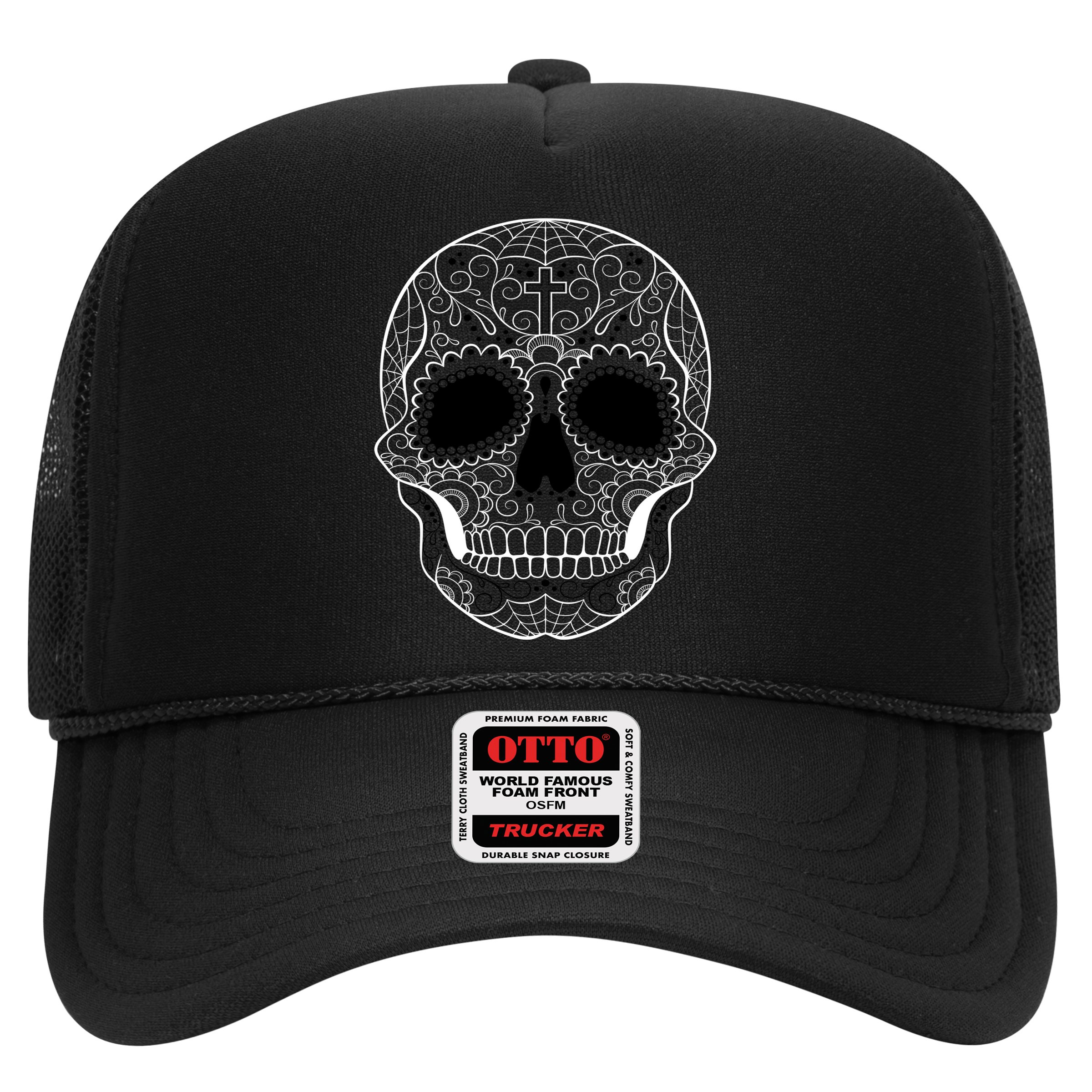 Sugar Skull Black & White Day of the Dead Hat