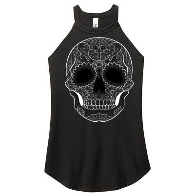 Sugar Skull Black & White Day of the Dead Women’s Perfect Tri Rocker Tank