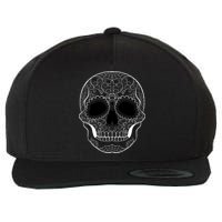 Sugar Skull Black & White Day of the Dead Wool Snapback Cap