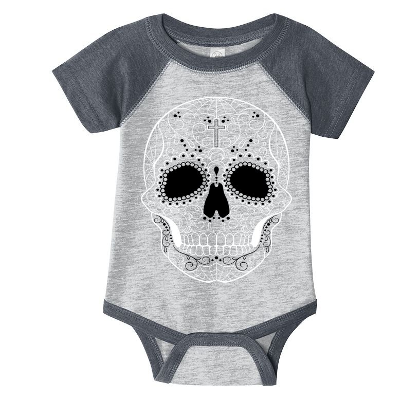 Sugar Skull Black & White Day of the Dead Infant Baby Jersey Bodysuit