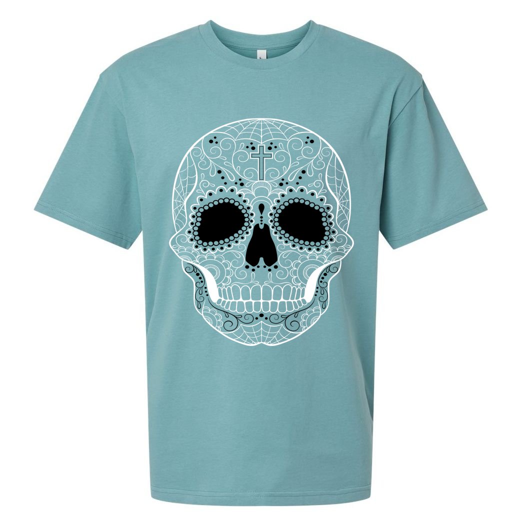 Sugar Skull Black & White Day of the Dead Sueded Cloud Jersey T-Shirt