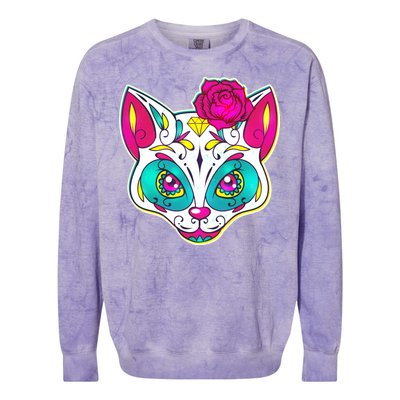 Sugar Skull Cat Colorblast Crewneck Sweatshirt